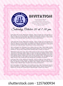 Pink Retro invitation. Money Pattern design. With guilloche pattern and background. Vector illustration. 