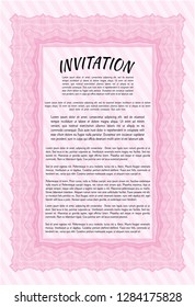 Pink Retro invitation. Money Pattern. Customizable, Easy to edit and change colors. Easy to print. 