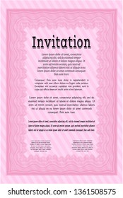 Pink Retro invitation. Money Pattern design. Printer friendly. Vector illustration. 