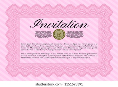 Pink Retro invitation. Nice design. With quality background. Detailed. 