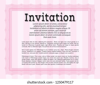 Pink Retro invitation. Perfect design. Printer friendly. Vector illustration. 