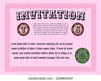 Pink Retro invitation. Perfect design. With quality background. Customizable, Easy to edit and change colors. 