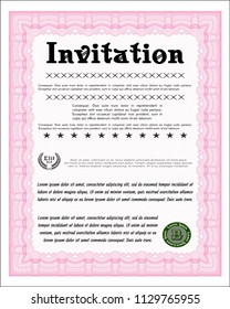 Pink Retro invitation. Printer friendly. Modern design. Vector illustration. 