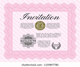 Pink Retro invitation. Printer friendly. Vector illustration. Superior design. 