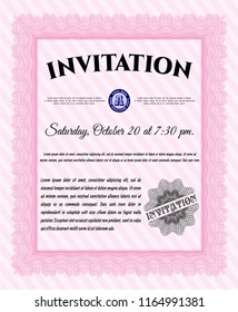 Pink Retro invitation. Printer friendly. Perfect design. Customizable, Easy to edit and change colors. 