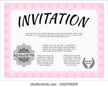 Pink Retro invitation. Printer friendly. Money Pattern. Customizable, Easy to edit and change colors. 