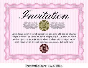 Pink Retro invitation. With quality background. Good design. Customizable, Easy to edit and change colors. 