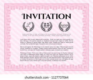 Pink Retro invitation. With quality background. Customizable, Easy to edit and change colors. Elegant design. 