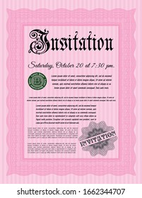 Pink Retro invitation. With quality background. Customizable, Easy to edit and change colors. Superior design. 