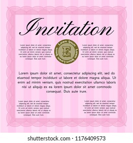 Pink Retro invitation. Sophisticated design. Customizable, Easy to edit and change colors. Complex background. 