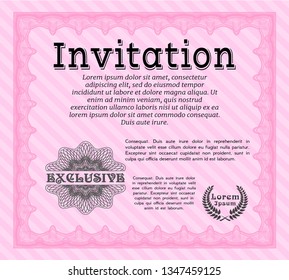 Pink Retro invitation. Sophisticated design. Vector illustration. With background. 