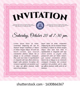 Pink Retro invitation. Sophisticated design. Vector illustration. With quality background. 