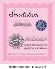 Pink Retro invitation template. Artistry design. Customizable, Easy to edit and change colors. With quality background. 