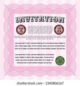Pink Retro invitation template. With background. Customizable, Easy to edit and change colors. Sophisticated design. 