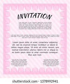 Pink Retro invitation template. With background. Beauty design. Customizable, Easy to edit and change colors. 