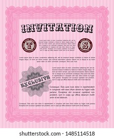 Pink Retro invitation template. With background. Customizable, Easy to edit and change colors. Superior design. 