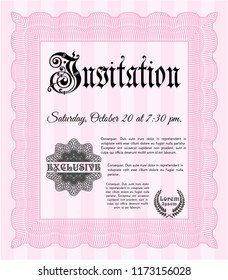 Pink Retro invitation template. With complex background. Customizable, Easy to edit and change colors. Superior design. 