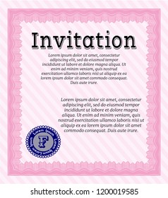 Pink Retro invitation template. With complex background. Retro design. Vector illustration. 