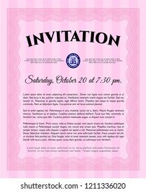 Pink Retro invitation template. Complex background. Vector illustration. Sophisticated design. 