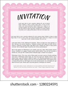 Pink Retro invitation template. With complex background. Retro design. Customizable, Easy to edit and change colors. 