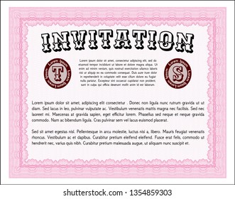 Pink Retro invitation template. Complex background. Retro design. Vector illustration. 