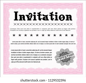Pink Retro invitation template. Customizable, Easy to edit and change colors. With complex background. Superior design. 