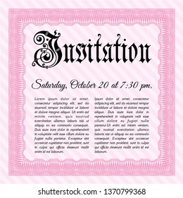 Pink Retro invitation template. Customizable, Easy to edit and change colors. With complex background. Money style design. 