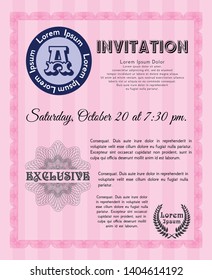 Pink Retro invitation template. Customizable, Easy to edit and change colors. With quality background. Money style design. 