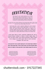 Pink Retro invitation template. Retro design. Complex background. Vector illustration. 
