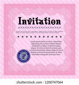 Pink Retro invitation template. Detailed. With quality background. Perfect design. 