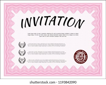 Pink Retro invitation template. Lovely design. Customizable, Easy to edit and change colors. Printer friendly. 