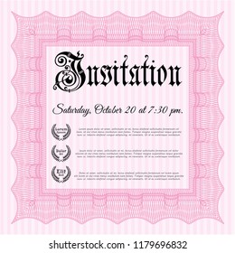 Pink Retro invitation template. Money design. With linear background. Customizable, Easy to edit and change colors. 