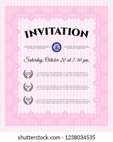 Pink Retro invitation template. Money design. Customizable, Easy to edit and change colors. With guilloche pattern and background. 