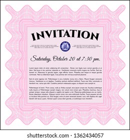 Pink Retro invitation template. Nice design. Customizable, Easy to edit and change colors. Easy to print. 