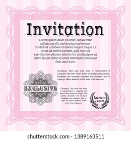 Pink Retro invitation template. Perfect design. Vector illustration. Printer friendly. 