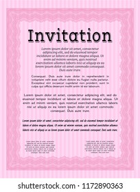 Pink Retro invitation template. Printer friendly. Lovely design. Vector illustration. 