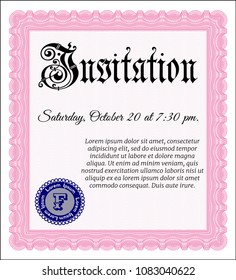  Pink Retro invitation template. With quality background. Artistry design. Customizable, Easy to edit and change colors. 