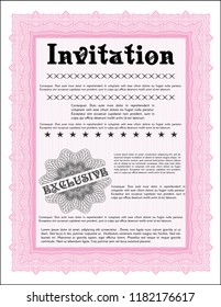 Pink Retro invitation template. With quality background. Customizable, Easy to edit and change colors. Beauty design. 