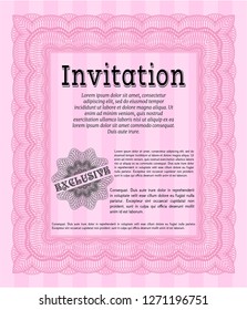 Pink Retro invitation template. With quality background. Customizable, Easy to edit and change colors. Money Pattern design. 