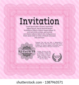 Pink Retro invitation template. With quality background. Customizable, Easy to edit and change colors. Cordial design. 