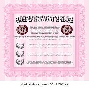 Pink Retro invitation template. With quality background. Beauty design. Customizable, Easy to edit and change colors. 