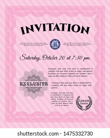 Pink Retro invitation template. With quality background. Cordial design. Vector illustration. 