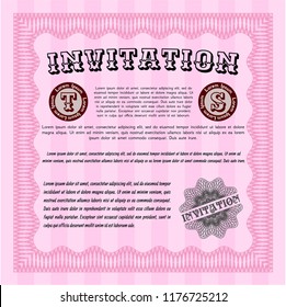 Pink Retro invitation template. Sophisticated design. With quality background. Customizable, Easy to edit and change colors. 