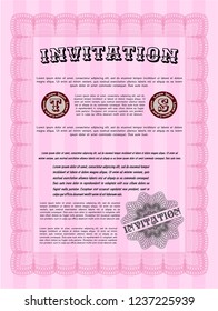 Pink Retro invitation template. Superior design. Customizable, Easy to edit and change colors. Complex background. 