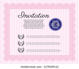 Pink Retro invitation. Vector illustration. Printer friendly. Excellent design. 