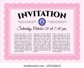 Pink Retro invitation. Vector illustration. With complex background. Good design. 