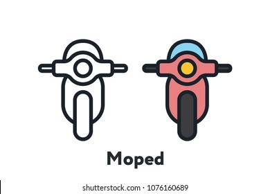 Pink Retro Moped Scooter Bike Minimal Color Flat Line Outline Stroke Icon