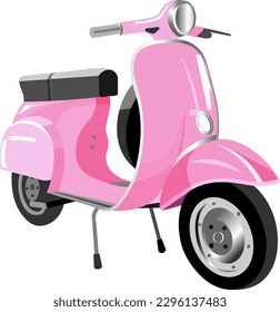 Pink retro motorcycle in realistic style Vector