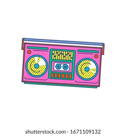Retro Boombox Trendy Style Colorful Illustration Stock Vector (Royalty ...