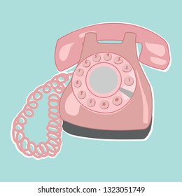 Pink retro phone vector isolated